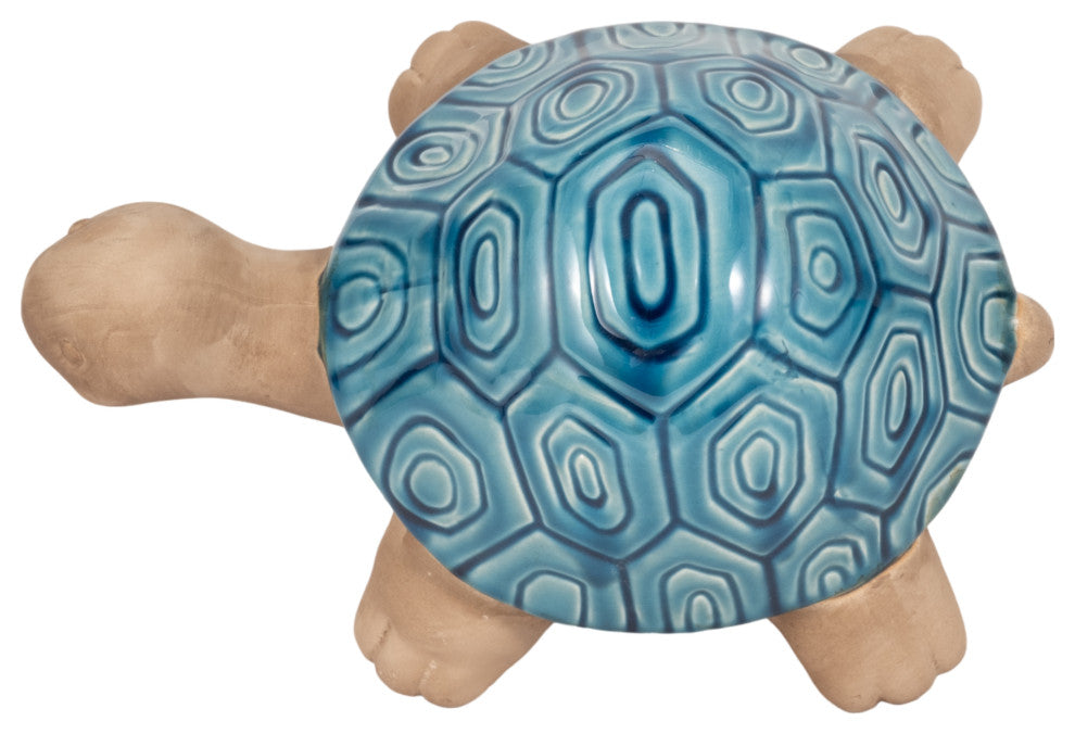 Ceramic 13" Tortoise Deco, Turquoise