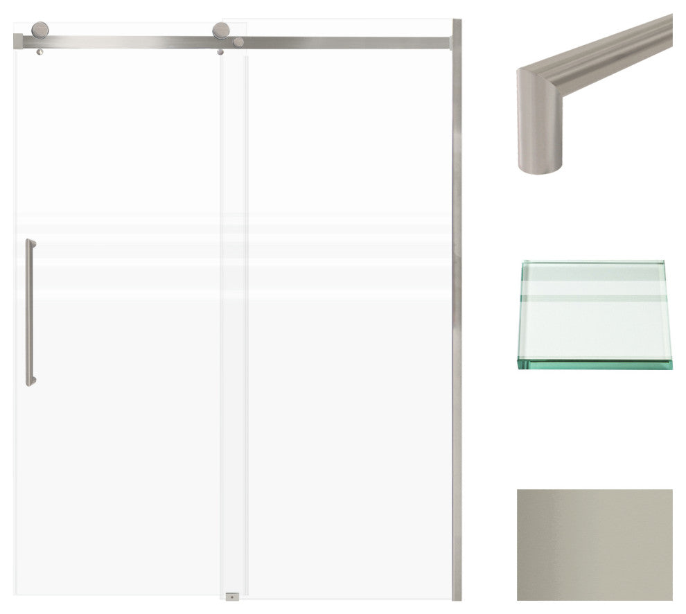 Madeline 60"x76" Frameless Shower Door with Fixed Panel in Brushed Stainless