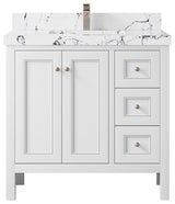 Nashville 36" Center Sink Bath Vanity, White 2" Viola Night