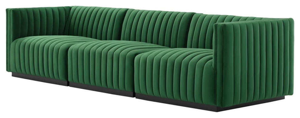 Modular Sofa Couch, Black Green, Velvet, French Lounge, Modern