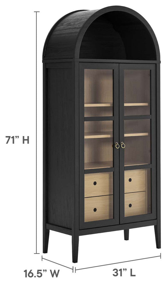 Nolan Tall Storage Display Cabinet - Black Oak