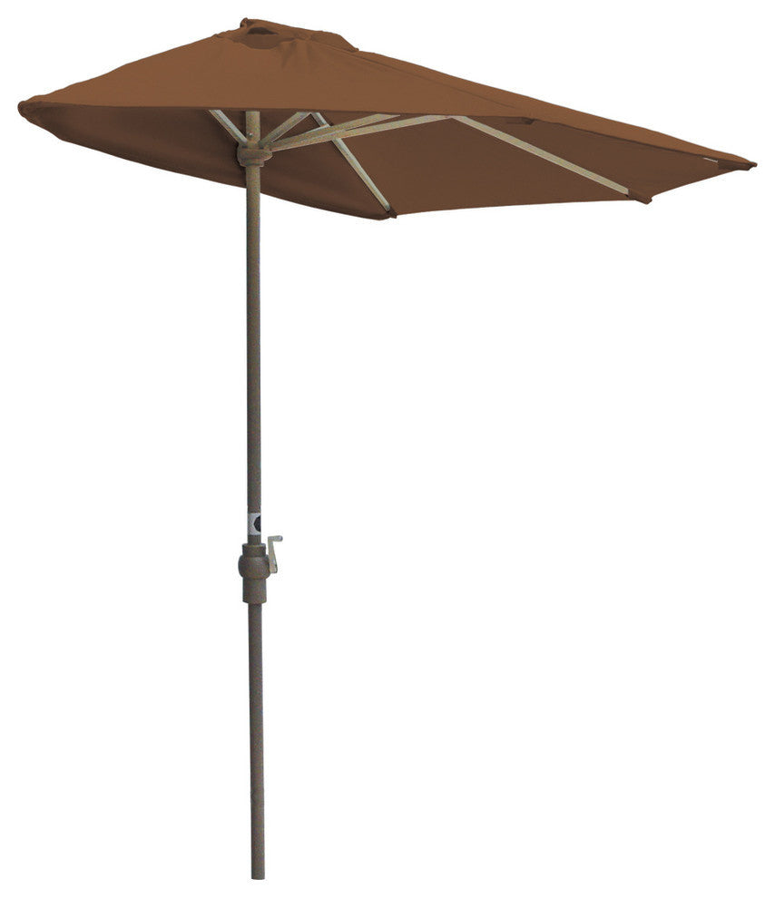 off-The-Wall Brella Half Umbrella, Teak, 9', Sunbrella Fabric
