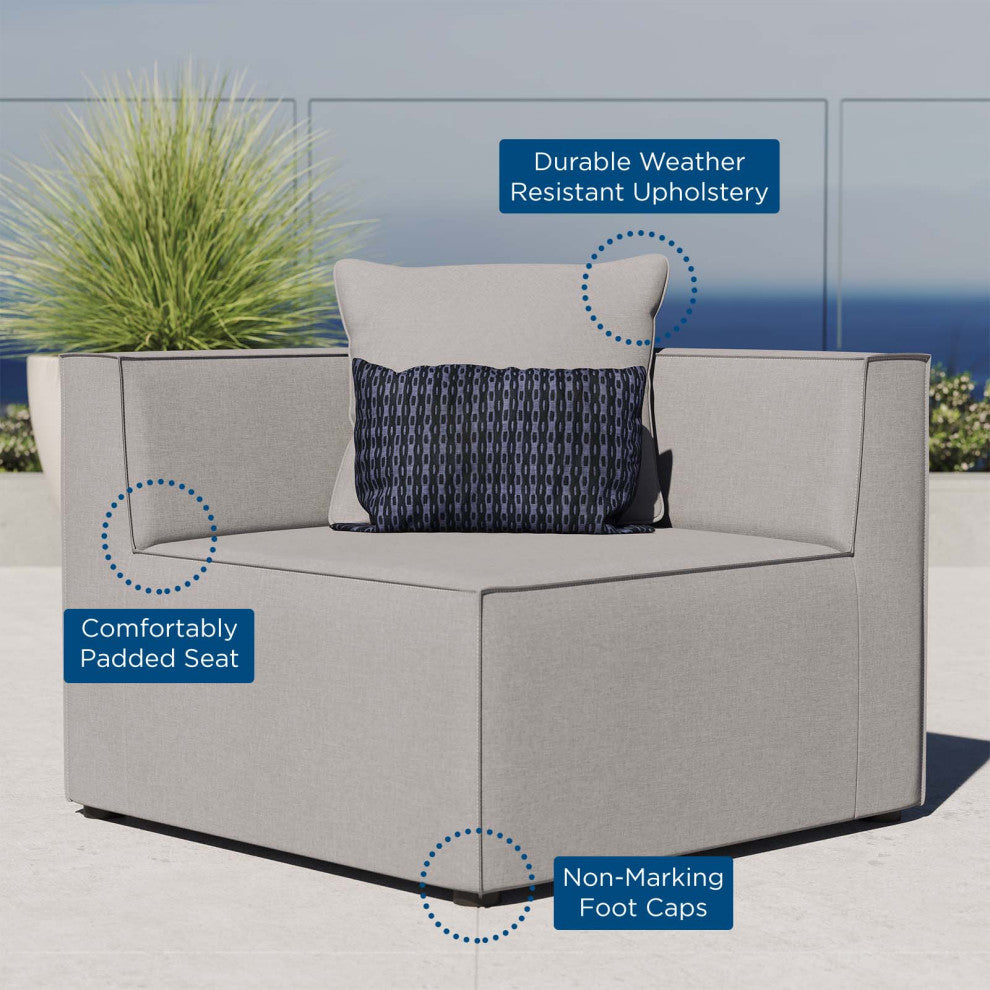 Sofa Corner Chair, Fabric, Gray, Outdoor Patio Balcony Cafe Bistro Garden