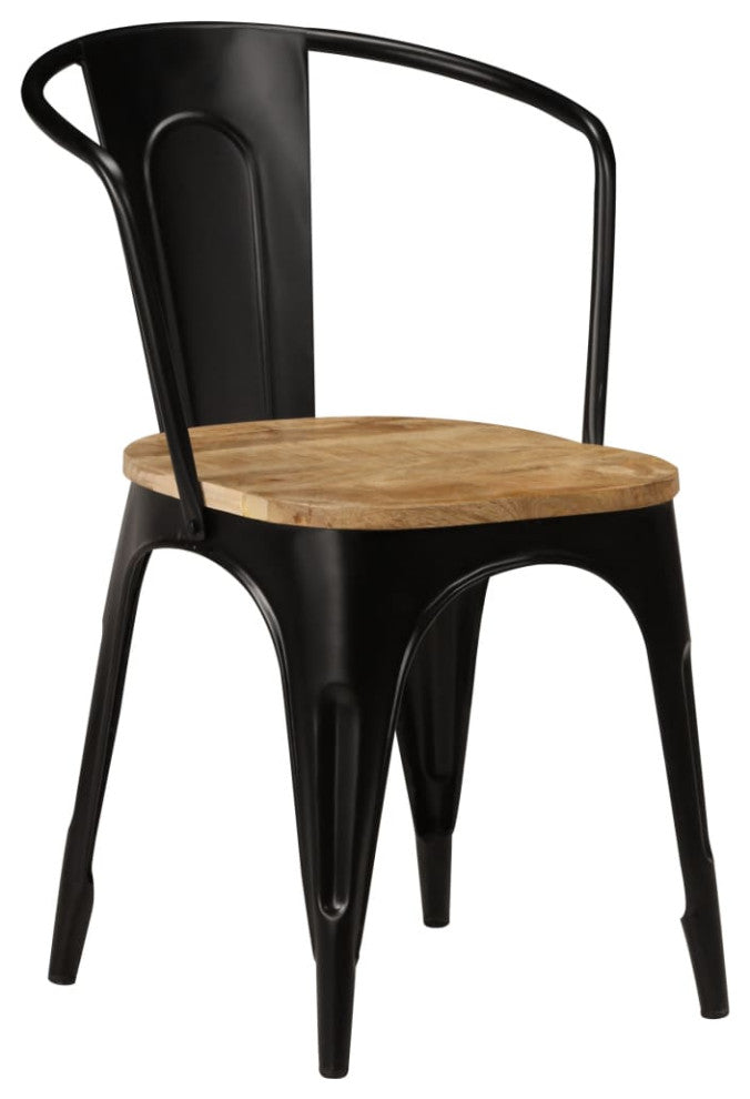 vidaXL Dining Chairs 4 pcs Black Solid Mango Wood