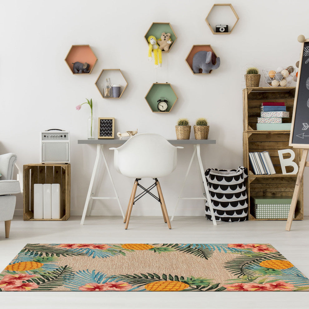 Ravella Tropical Indoor/Outdoor Rug Neutral 3'6"x5'6'