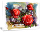 Large Red Roses Composition, Floral Art Canvas Print, 20"x12"