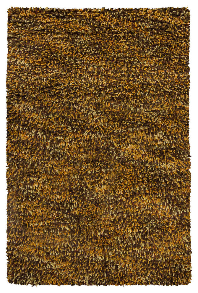 Porta Contemporary Area Rug, Brown and Yellow, 9'x13' Rectangle