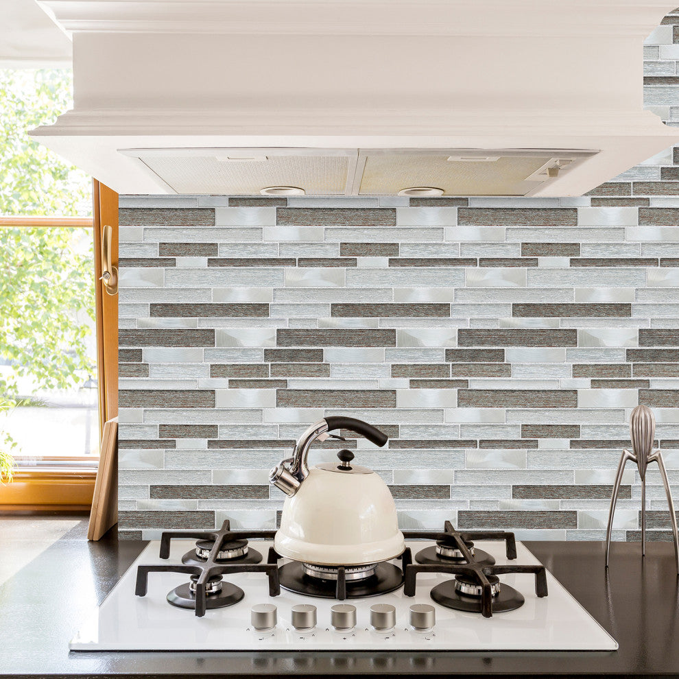 Glena 11.8"x11.8" Laminated Glass Mosaic Mix Wall Tile, Mixed Colors, Sample