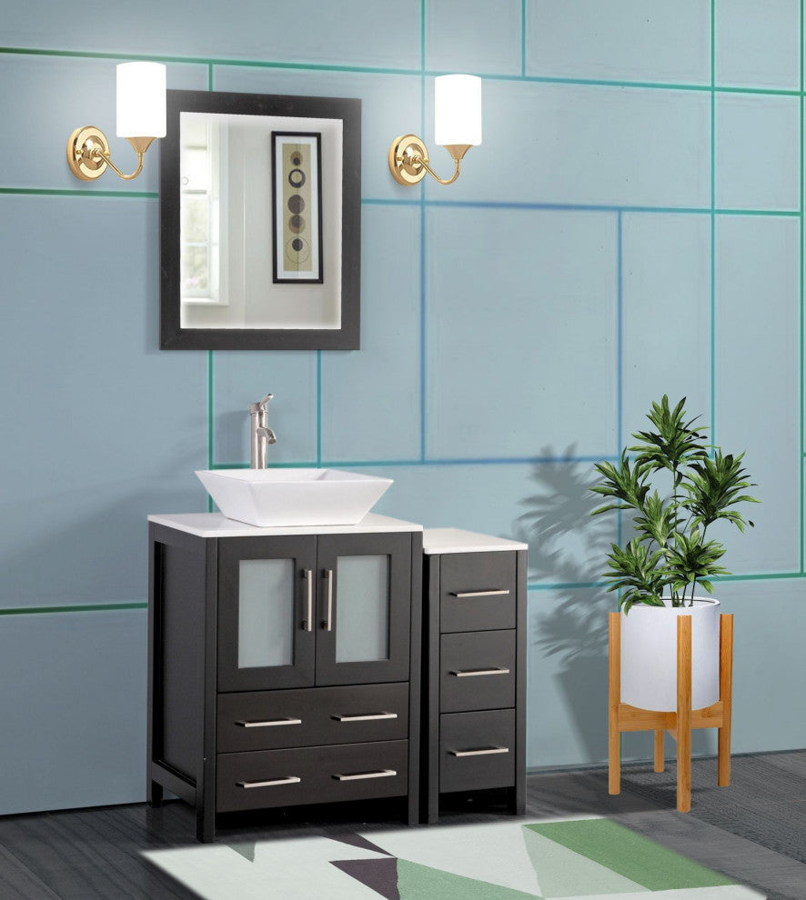 Vanity Art Bathroom Vanity Set With Sink, Espresso, 36", Led Sensor-Switch Mirror