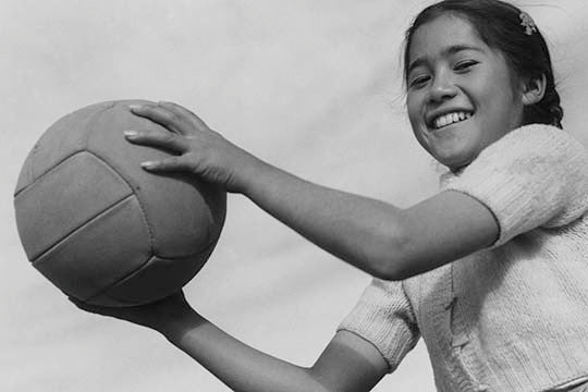 Girl and Volley Ball- Fine Art Giclee Print 24" x 36"