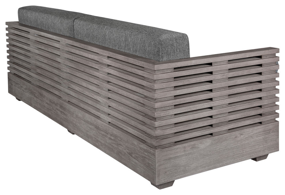 Vivid Outdoor Patio Sofa, Gray Eucalyptus Wood With Gray Olefin Cushions
