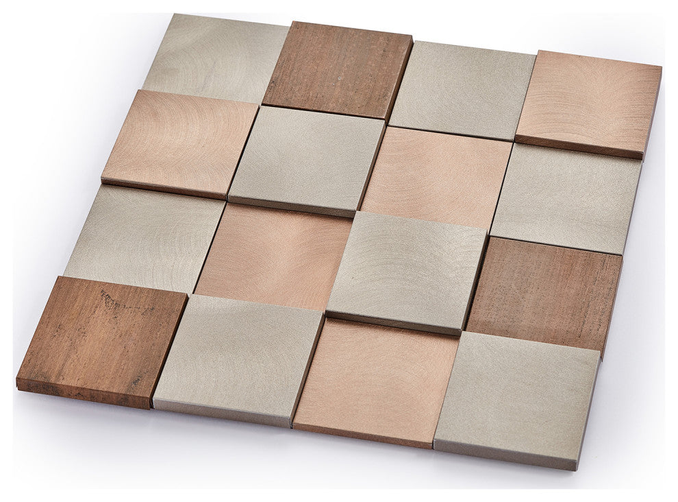 Mijas 11.97x11.97, Copper Peel-and-Stick Metal Mosaic Tile, Sample