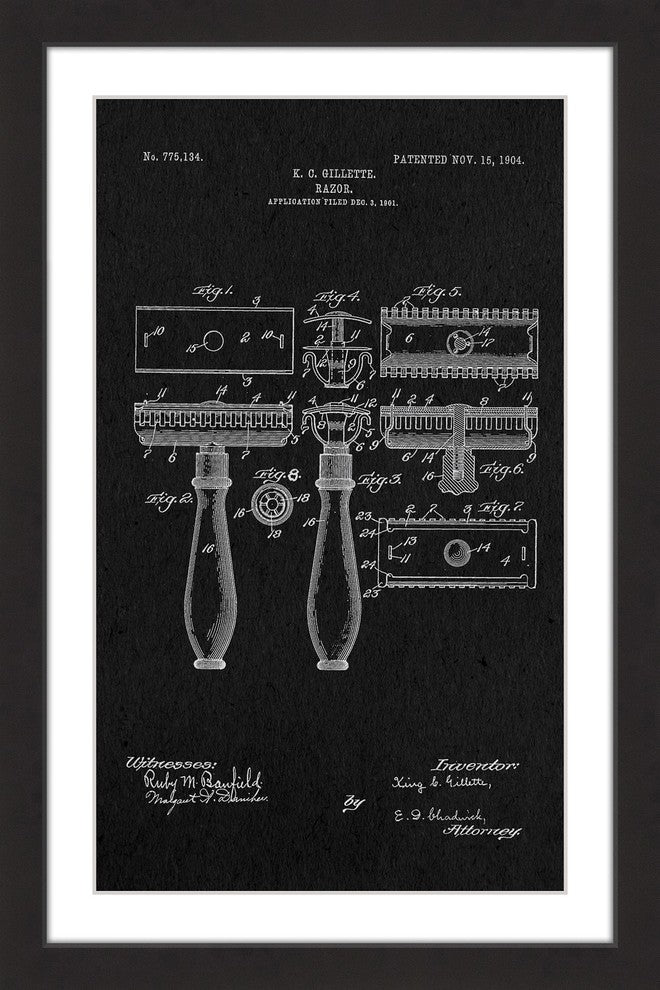 "Razor 1904 Black Paper" Framed Painting Print