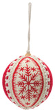 Embroidered Wool Ball Ornament, Set of 4
