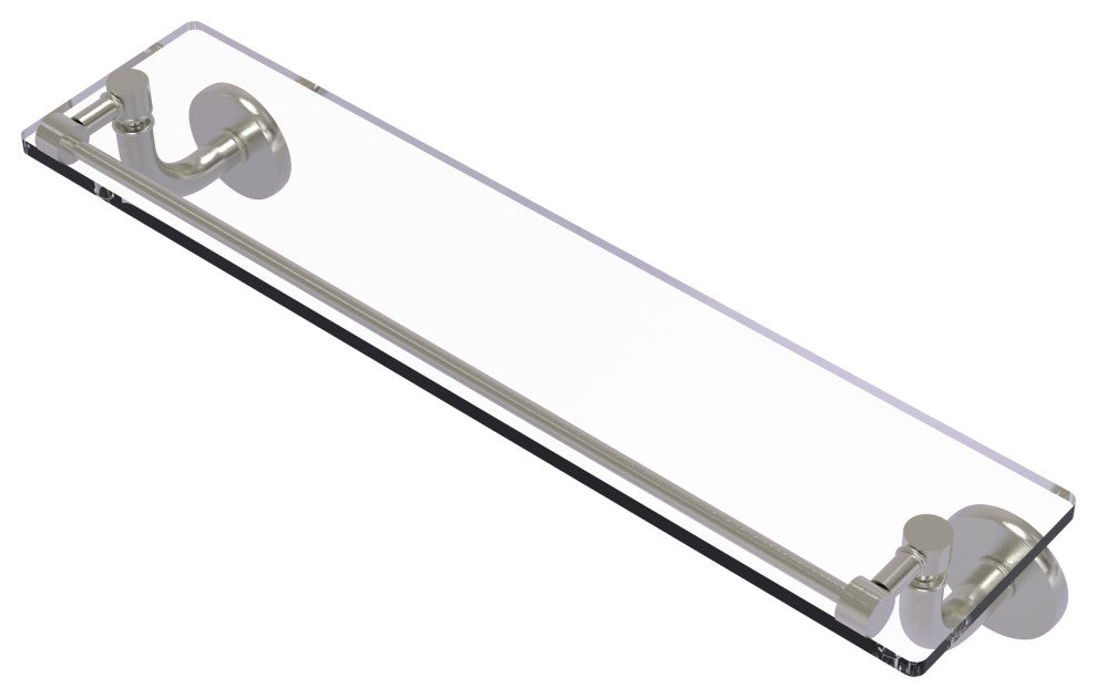 Remi 22" Glass Vanity Shelf with Gallery Rail, Satin Nickel