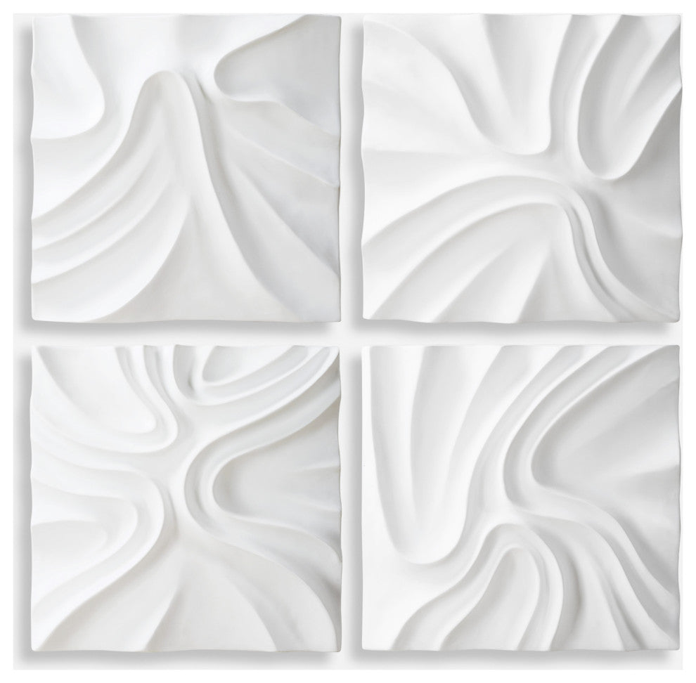 Uttermost 04368 Snowdrift 15" x 15" Sculptural Wall Panels - Set - White