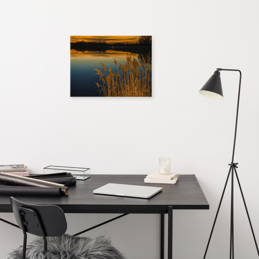 Rustic Canvas Wall Art: Sunset Reedy Point Landscape Print, 18" X 24"