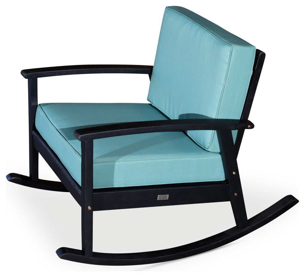 DTY Outdoor Living Longs Peak Eucalyptus Rocker w/ Cushions, Espresso, Sage