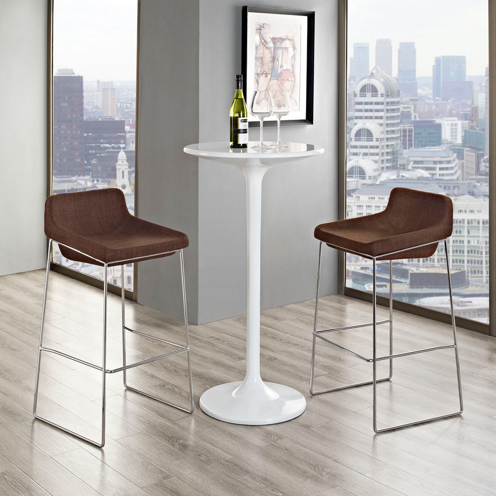 Modern Contemporary Dining Kitchen Bar Stools, Brown, Set of 2