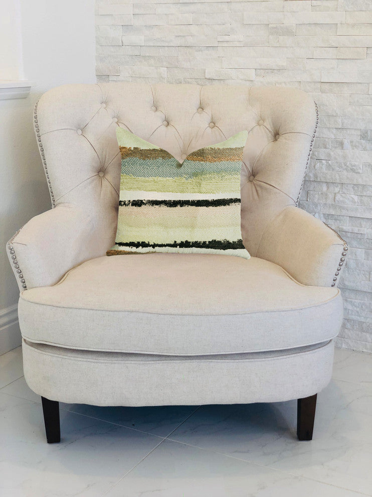 Lime Stone River Sand Multi Color Luxury Throw Pillow, 24"x24"