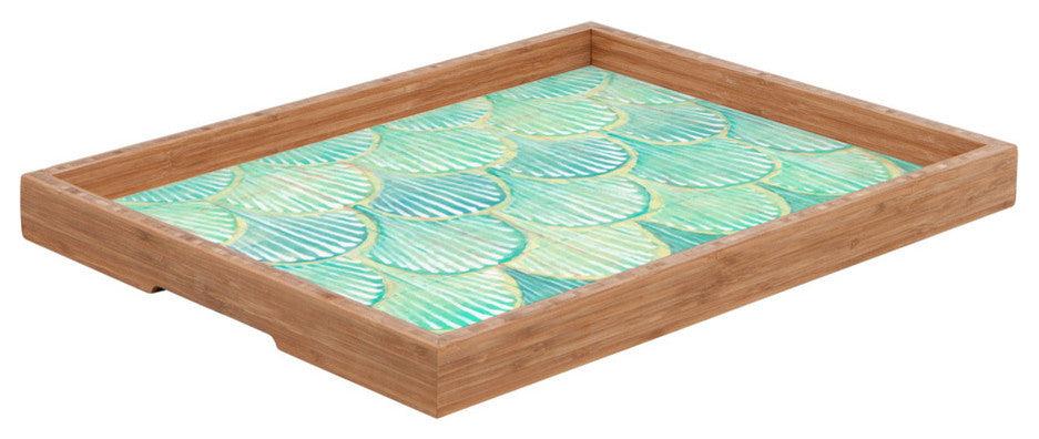 Cori Dantini Turquoise Scallops Rectangular Tray, Large