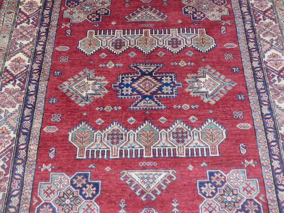5x5 Square Handmade Red Fine Super Kazak Shirvan Oriental Rug