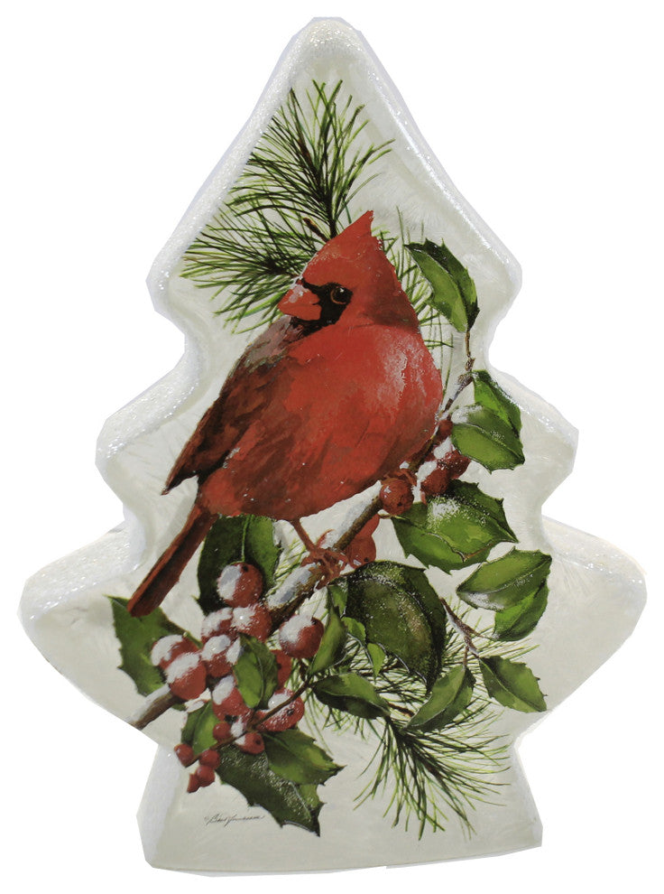 8.50In Cardinal W/Holly Tree, Glass, Red Bird Electric Bto0263 Single
