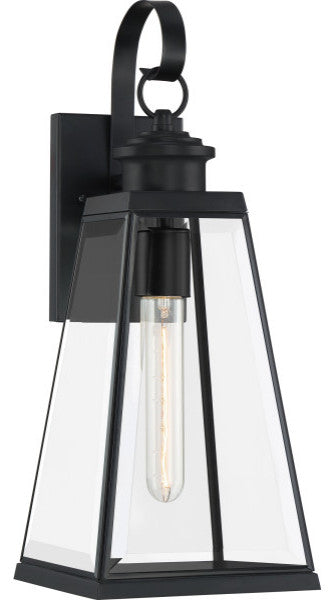 Quoizel PAX8407MBK One Light Outdoor Wall Lantern, Matte Black Finish