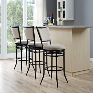 Rachel Swivel Bar Stool, Black With White Cushion