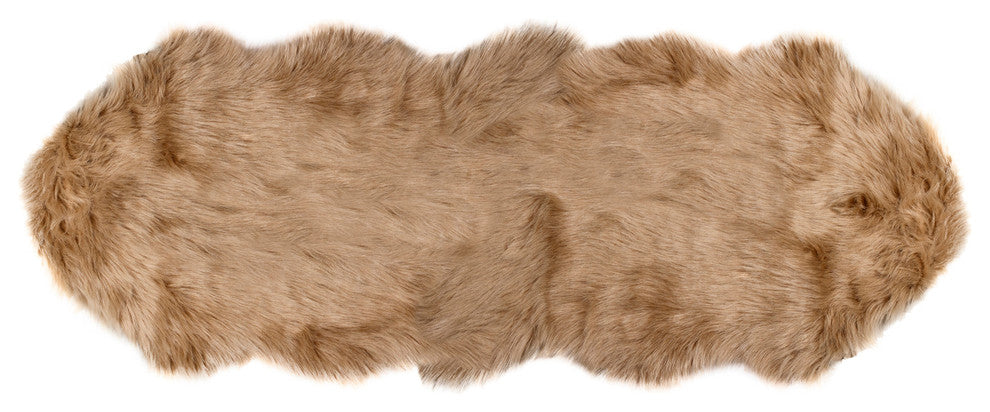 2'x6' Gordon Faux Sheepskin Double Rug, Tan