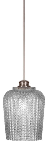 Cordova 1-Light Stem Hung Pendant, Brushed Nickel/Silver Textured
