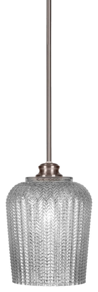Cordova 1-Light Stem Hung Pendant, Brushed Nickel/Silver Textured