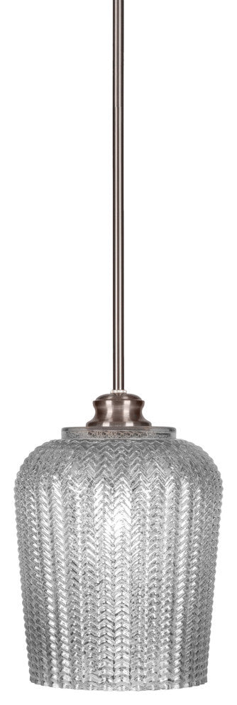 Cordova 1-Light Stem Hung Pendant, Brushed Nickel/Silver Textured