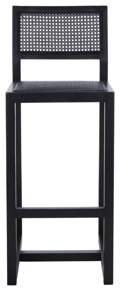 Safavieh Seika Rattan Bar Stool, Black