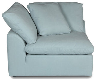 5-Piece Slip-Covered L-Shaped Sectional Sofa With Ottoman, Ocean Blue