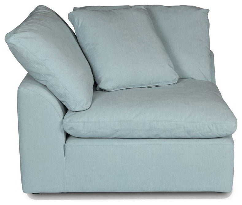 5-Piece Slip-Covered L-Shaped Sectional Sofa With Ottoman, Ocean Blue