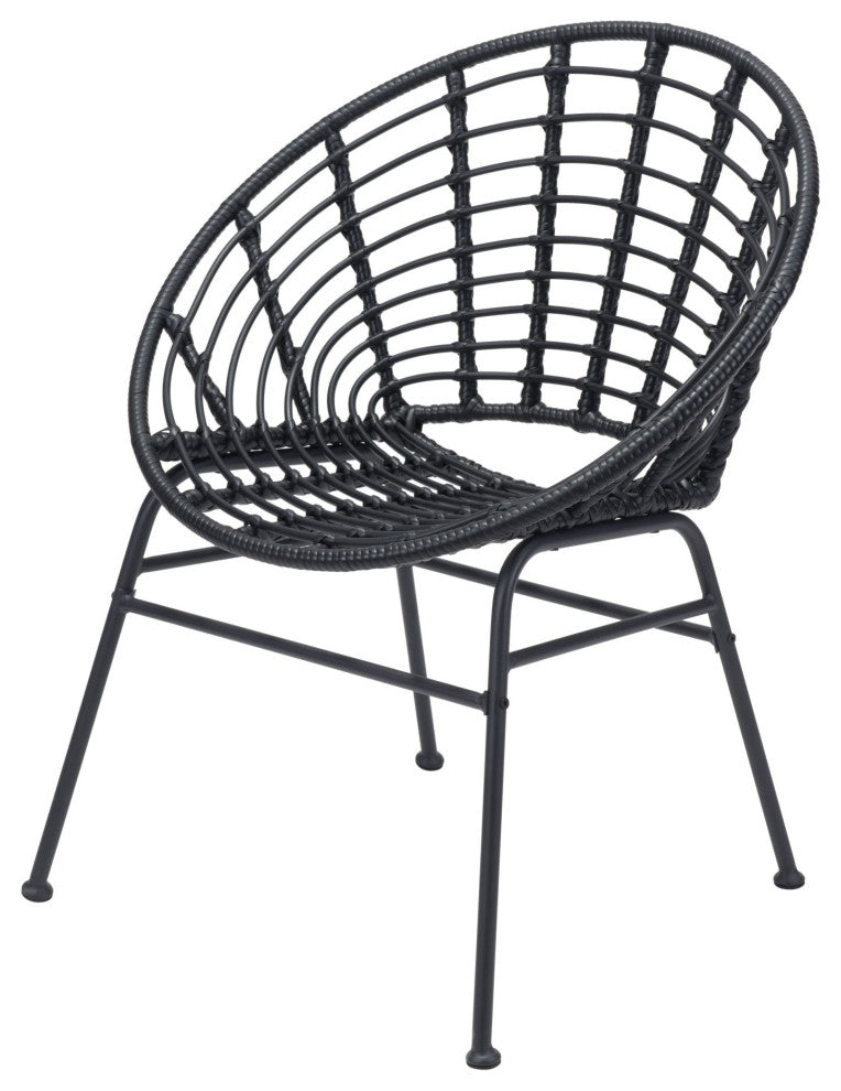Dining Chair, Set of 2, Aluminum, Metal, Black, Outdoor Patio Balcony Garden