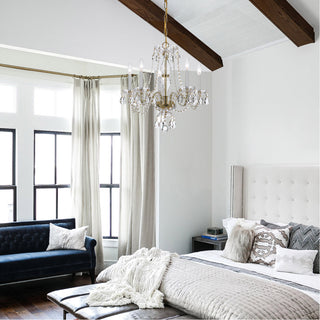 Traditional Crystal 5 Light Chandelier, Swarovski Spectra, Polished Brass, 21"