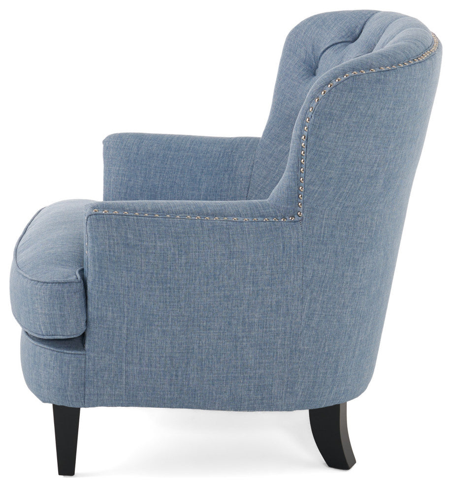 GDF Studio Laxford Light Blue Tufted Fabric Club Chair