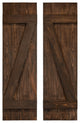 Z Board and Batten Exterior Shutters Pair, Coffee Brown, 36"
