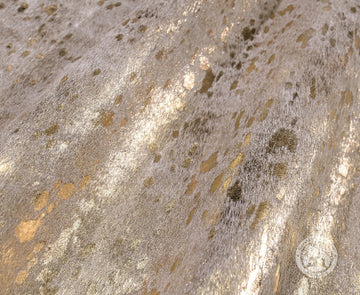 Brazilian Cowhide Rug, Metallic Gold on Off White, 6'x8'