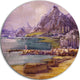 Purple Hills, Landscape Round Wall Art, 11"