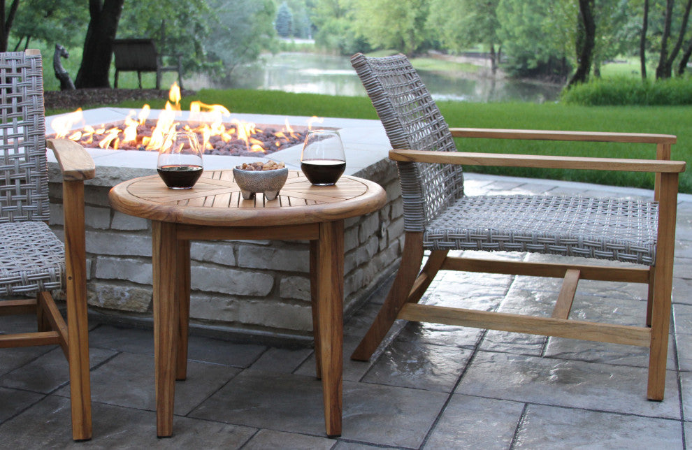 Round Teak Accent Table