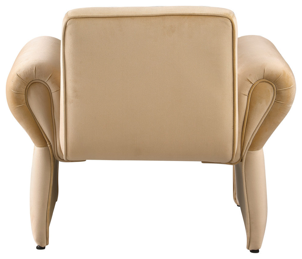 Fleurette Velvet Accent Chair, Camel