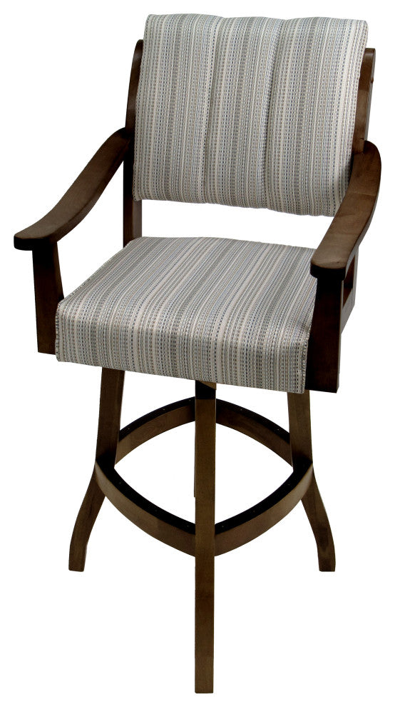 Swivel Counter Wood Bar Stool Casa on S-Base, Natural Fun and Dark Mahogany, 34"