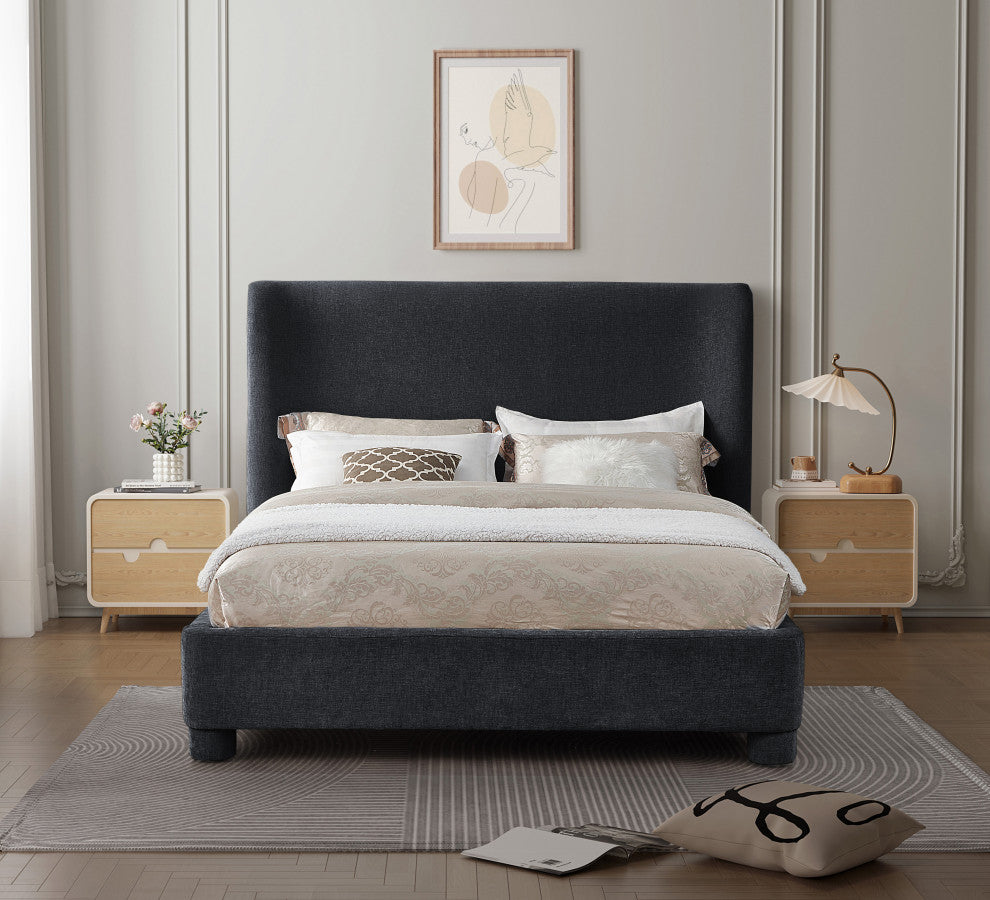 Penny Bed, Black, Queen, Chenille Fabric