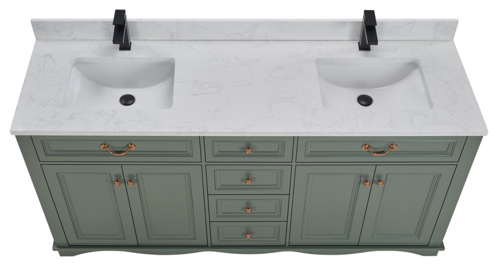 Legion Furniture WS2512 Series Bathroom Sink Vanity, Pewter Green, 72", Artificial Stone Top, Double Sink
