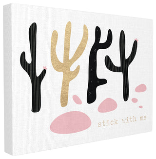 Stick With Me Cacti Stretched Canvas Wall Art, 24x30