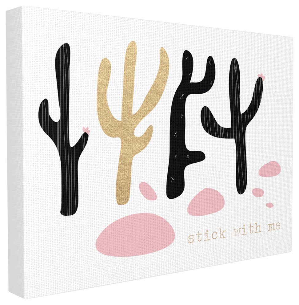 Stick With Me Cacti Stretched Canvas Wall Art, 24x30