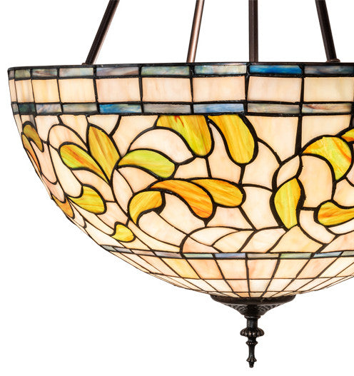 Meyda Lighting 232184 20" Wide Tiffany Turning Leaf Inverted Pendant
